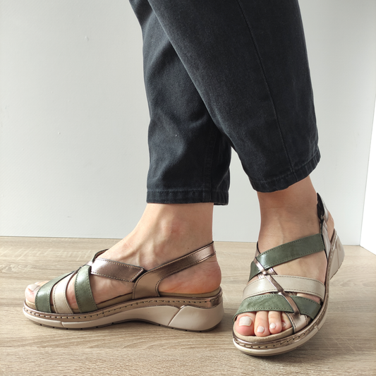 SANDALE CASUAL DAMA SUAVE 18006AT AZORES 97-N BEJ CU VERDE