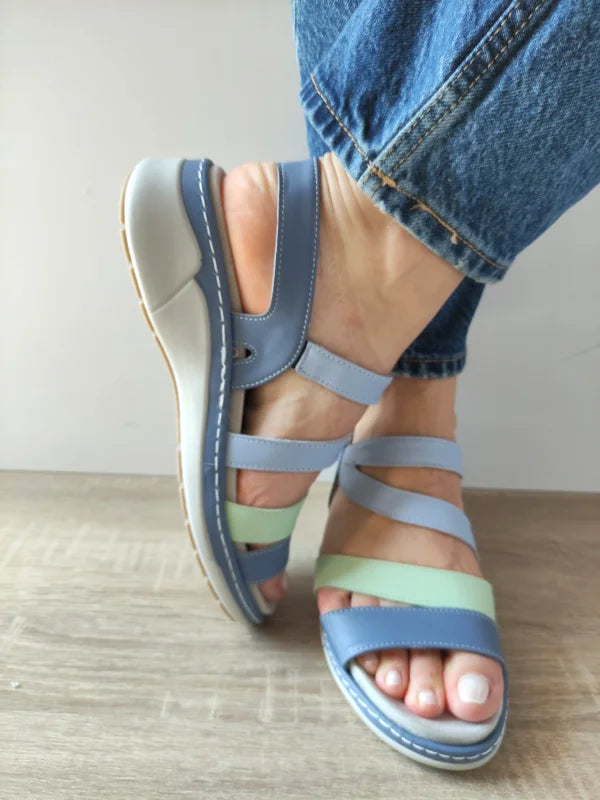 SANDALE CASUAL DAMA SUAVE 18010T AZORES 07-N ALBASTRE + VERNIL - imagine 3