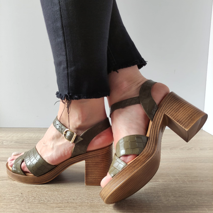 SANDALE CASUAL DAMA TAMARIS 28022-42 OLIVE STRUCTURE