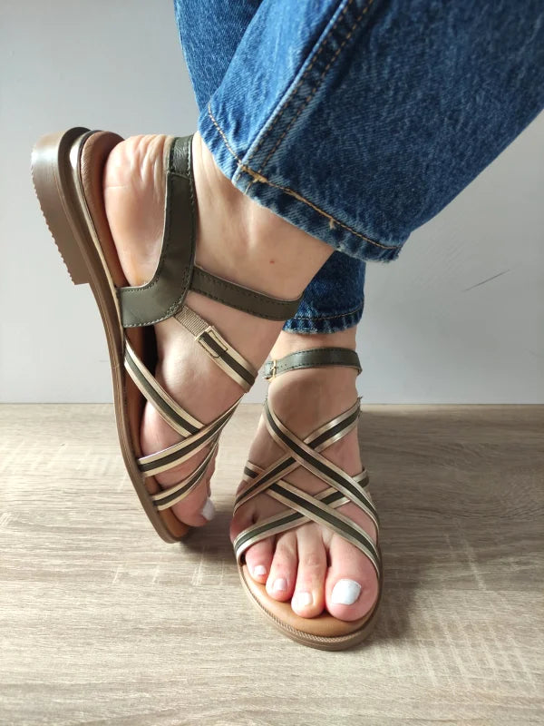 SANDALE CASUAL DAMA TAMARIS 28108-44 OLIVE CU AURIU