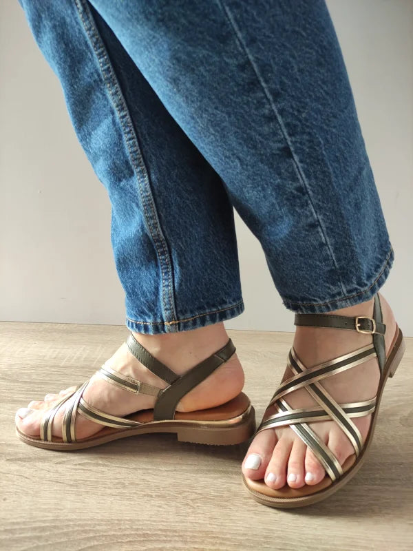 SANDALE CASUAL DAMA TAMARIS 28108-44 OLIVE CU AURIU - imagine 2