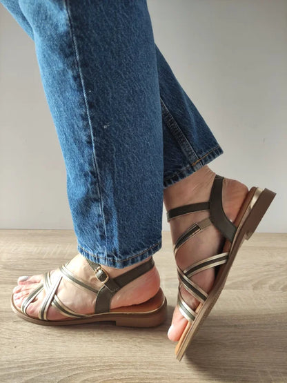 SANDALE CASUAL DAMA TAMARIS 28108-44 OLIVE CU AURIU