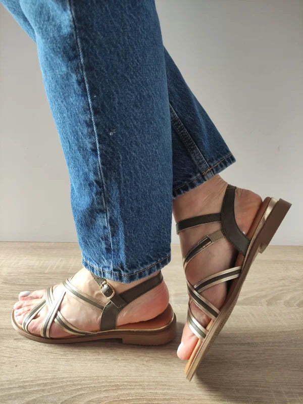 SANDALE CASUAL DAMA TAMARIS 28108-44 OLIVE CU AURIU - imagine 3