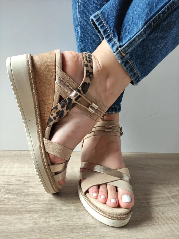 SANDALE CASUAL DAMA TAMARIS 28357-44 BEJ PLUS COMB