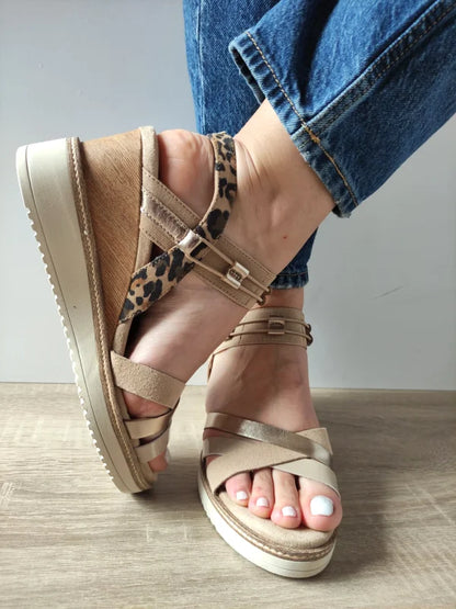 SANDALE CASUAL DAMA TAMARIS 28357-44 BEJ PLUS COMB