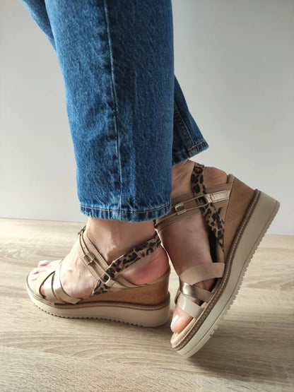 SANDALE CASUAL DAMA TAMARIS 28357-44 BEJ PLUS COMB