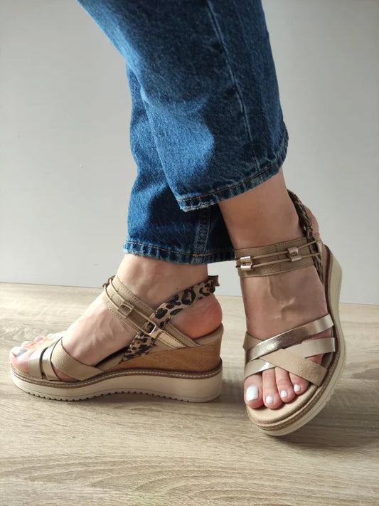 SANDALE CASUAL DAMA TAMARIS 28357-44 BEJ PLUS COMB