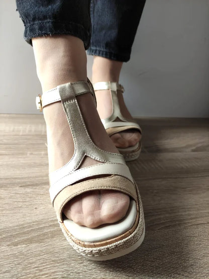 SANDALE CASUAL DAMA TAMARIS 28358-44 BEJ CU AURIU