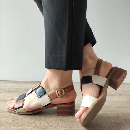 SANDALE CASUAL DAMA TAMARIS 88203-42 BLEUMARIN CU MARO SI BEJ