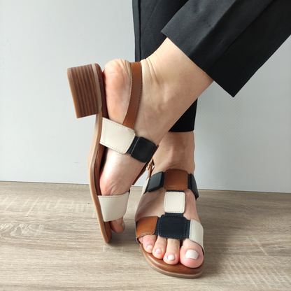 SANDALE CASUAL DAMA TAMARIS 88203-42 BLEUMARIN CU MARO SI BEJ