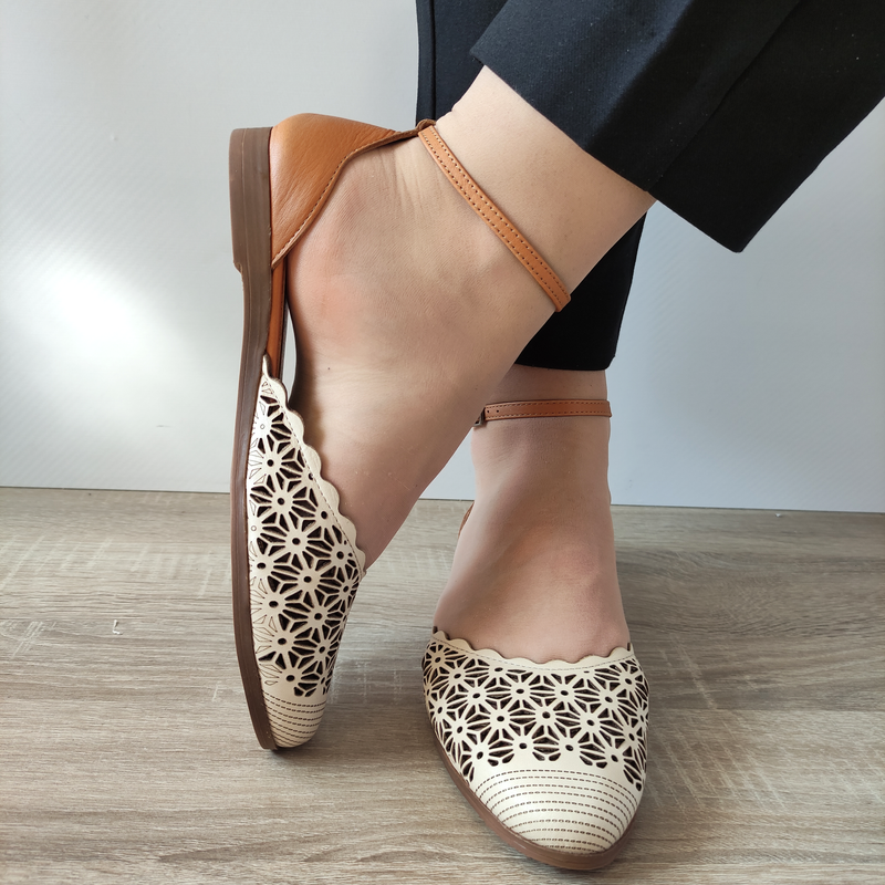 SANDALE DAMA CASUAL CASPIAN 182 BEJ CU CAMEL - imagine 5