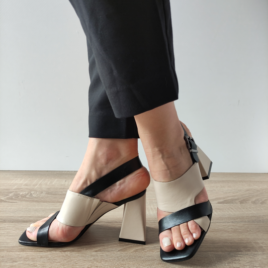 SANDALE ELEGANTE DAMA AGA E9578 NUDE CU NEGRU