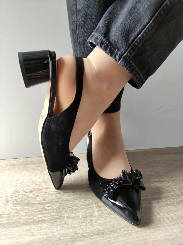 SANDALE ELEGANTE DAMA EPICA 360036 01-I NEGRE VELUR + LAC - imagine 3