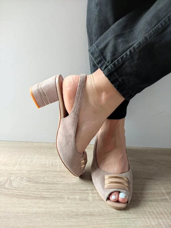 SANDALE ELEGANTE DAMA EPICA 360063C 03-I BEJ VELUR IMPRIMAT