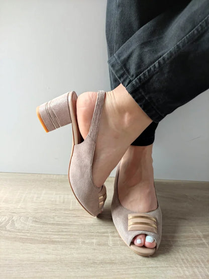 SANDALE ELEGANTE DAMA EPICA 360063C 03-I BEJ VELUR IMPRIMAT