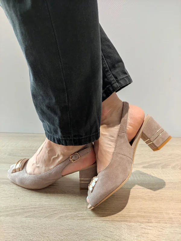 SANDALE ELEGANTE DAMA EPICA 360063C 03-I BEJ VELUR IMPRIMAT