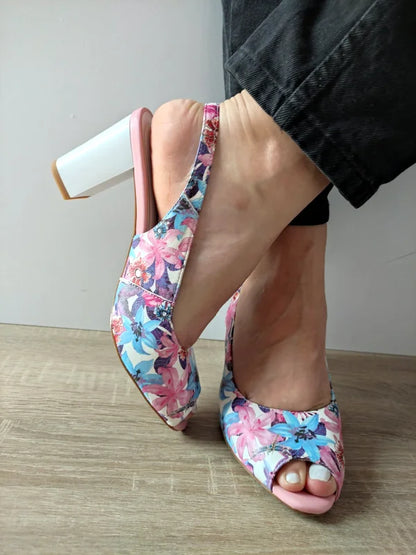 SANDALE ELEGANTE DAMA EPICA 60059A 10-N FLORAL ROZ + BLEU