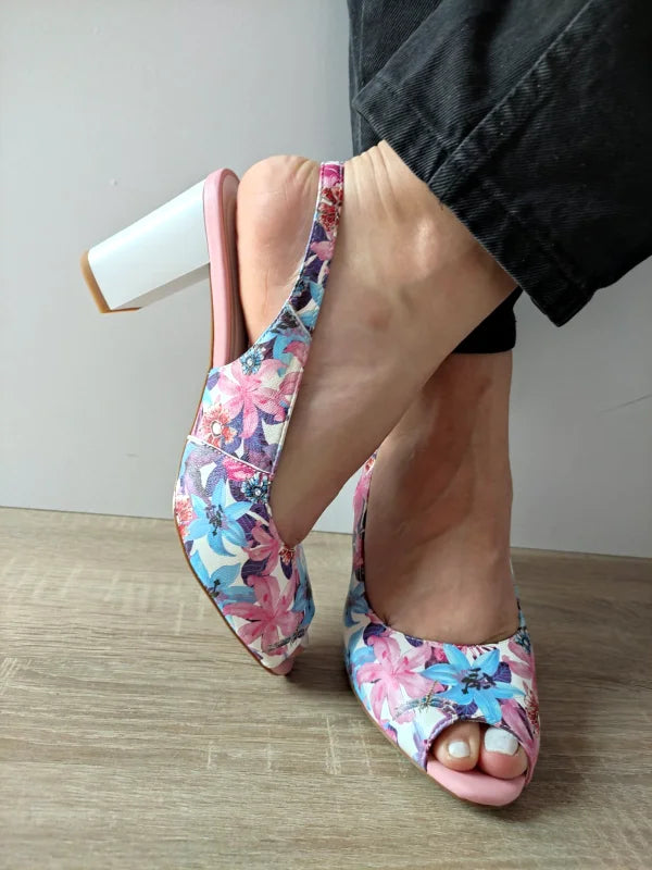 SANDALE ELEGANTE DAMA EPICA 60059A 10-N FLORAL ROZ + BLEU - imagine 5