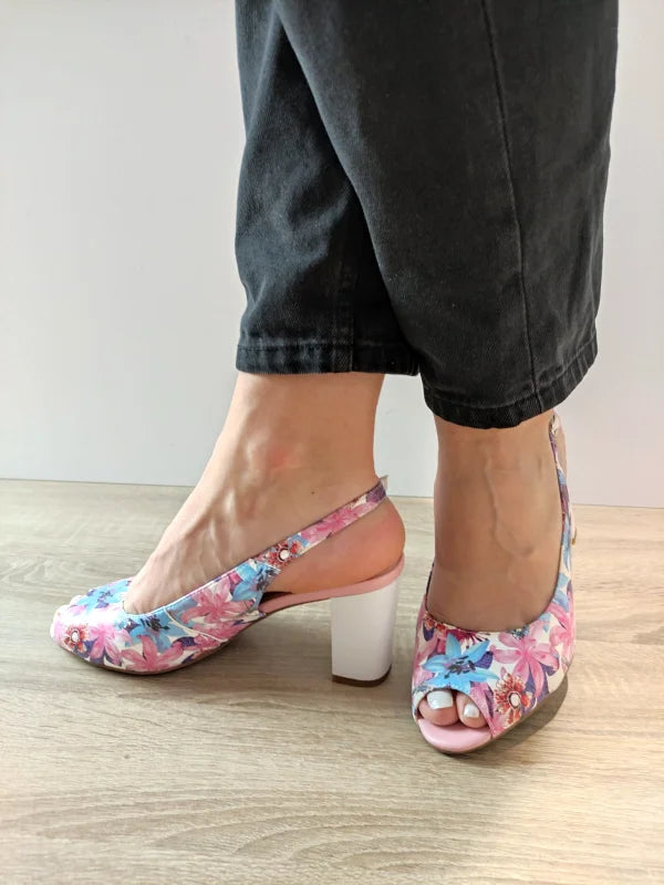 SANDALE ELEGANTE DAMA EPICA 60059A 10-N FLORAL ROZ + BLEU - imagine 2