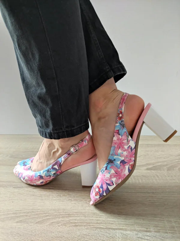 SANDALE ELEGANTE DAMA EPICA 60059A 10-N FLORAL ROZ + BLEU - imagine 4
