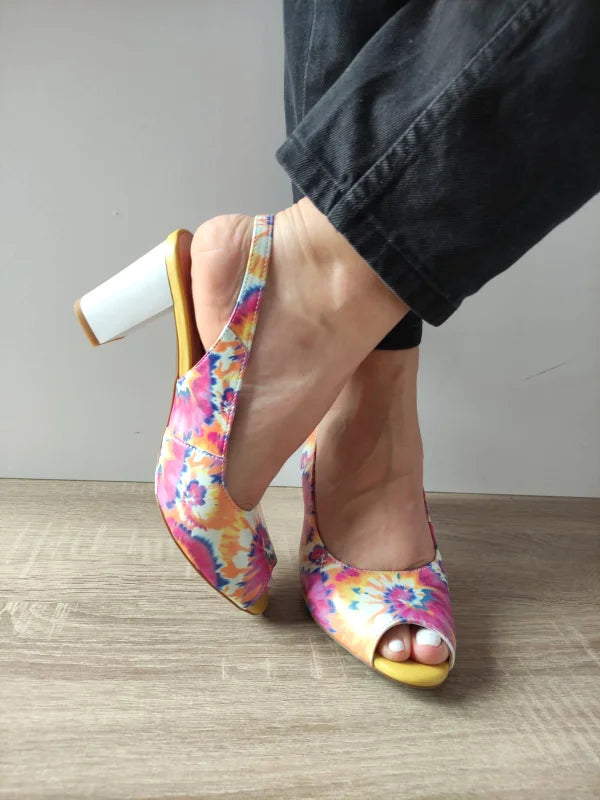 SANDALE ELEGANTE DAMA EPICA 60059D 15-N FLORAL ROZ CU GALBEN - imagine 3