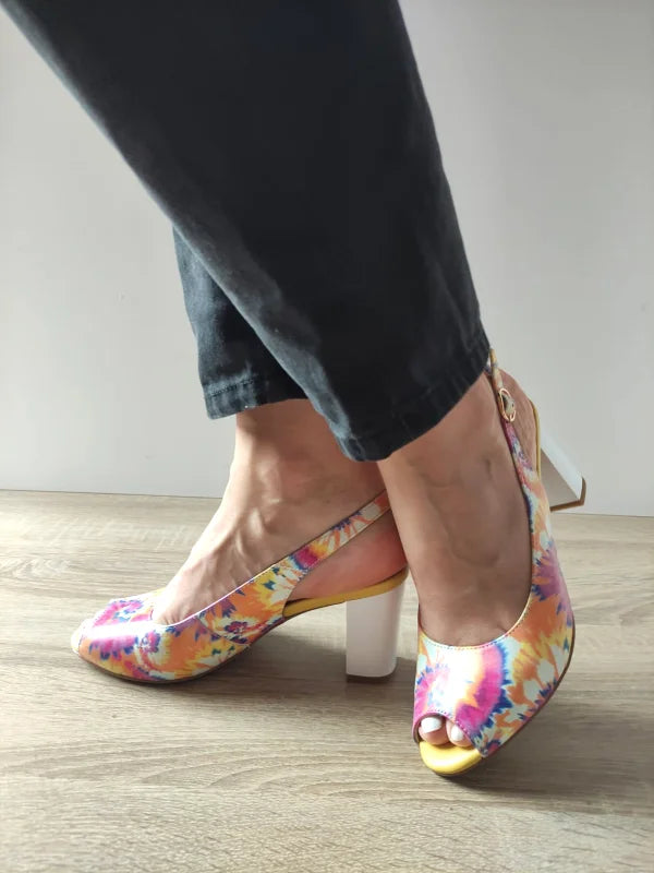 SANDALE ELEGANTE DAMA EPICA 60059D 15-N FLORAL ROZ CU GALBEN - imagine 4