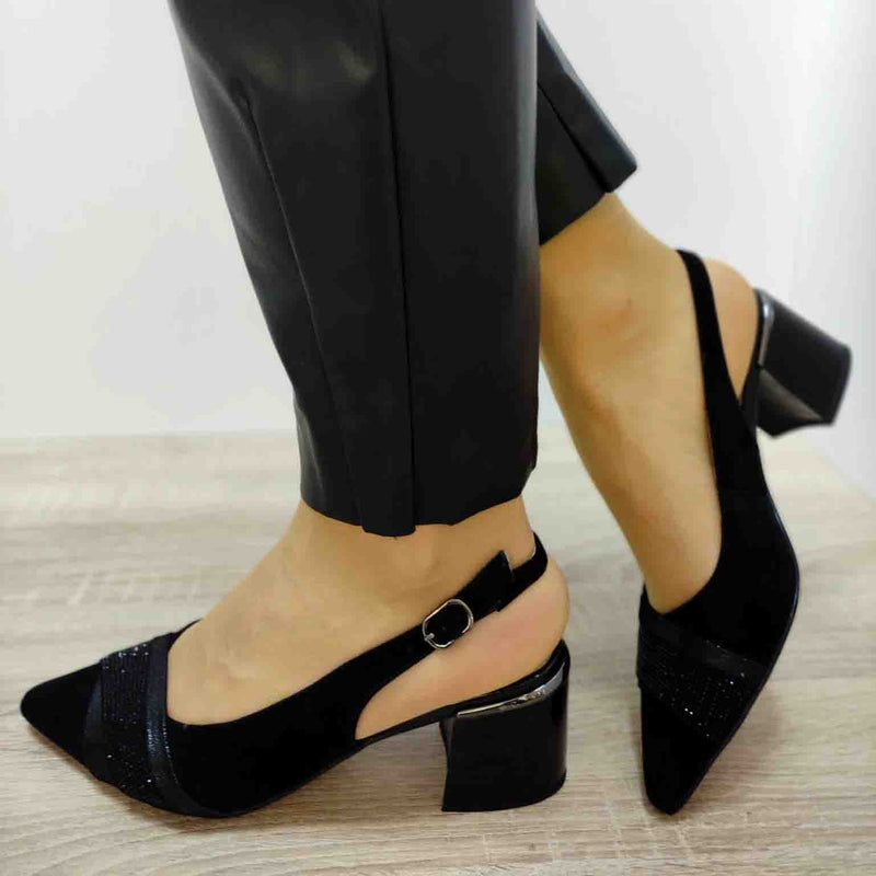 SANDALE ELEGANTE DAMA KARISMA 20011D 01-I NEGRE VELUR - imagine 2