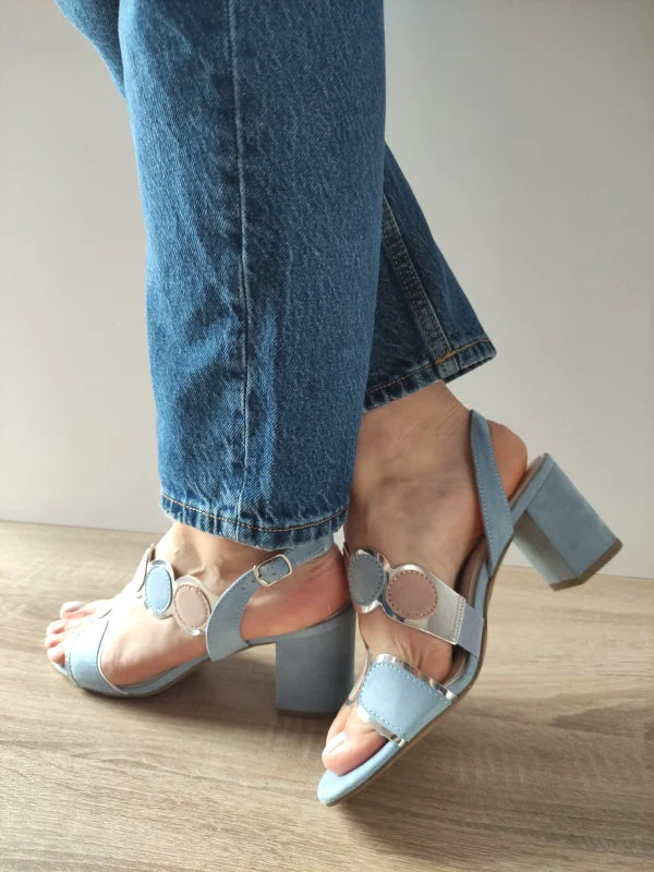 SANDALE ELEGANTE DAMA MARCO TOZZI 28347-42 BLEU CU ROZ NUDE
