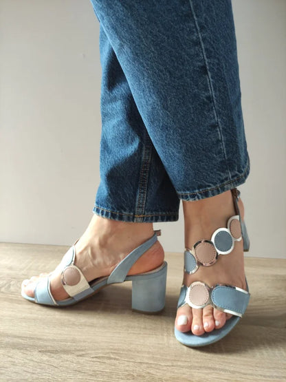 SANDALE ELEGANTE DAMA MARCO TOZZI 28347-42 BLEU CU ROZ NUDE
