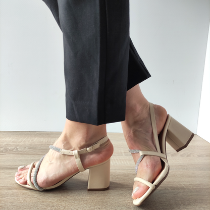 SANDALE ELEGANTE DAMA PASS 26233 52-S BEJ NUDE + GLITTER