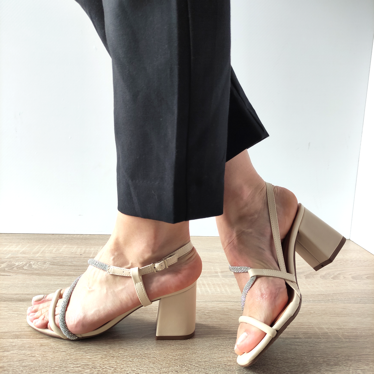 SANDALE ELEGANTE DAMA PASS 26233 52-S BEJ NUDE + GLITTER - imagine 6