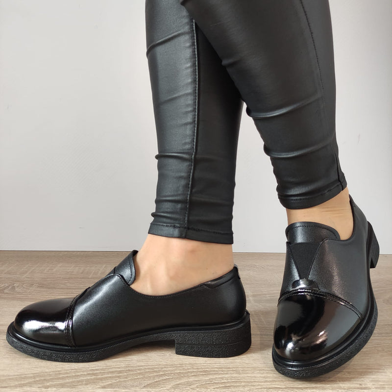 PANTOFI CASUAL DAMA PASS 540004 01-N NEGRI + LAC - imagine 4