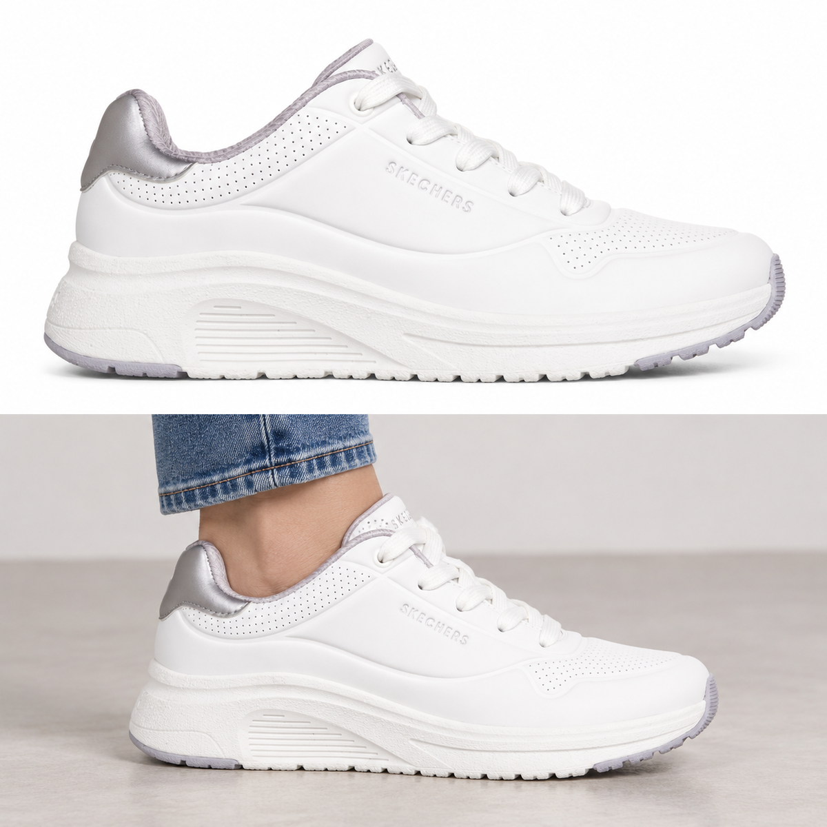 Pantofi Sport Damă Skechers 190265 Alb/Lavandă - imagine 2