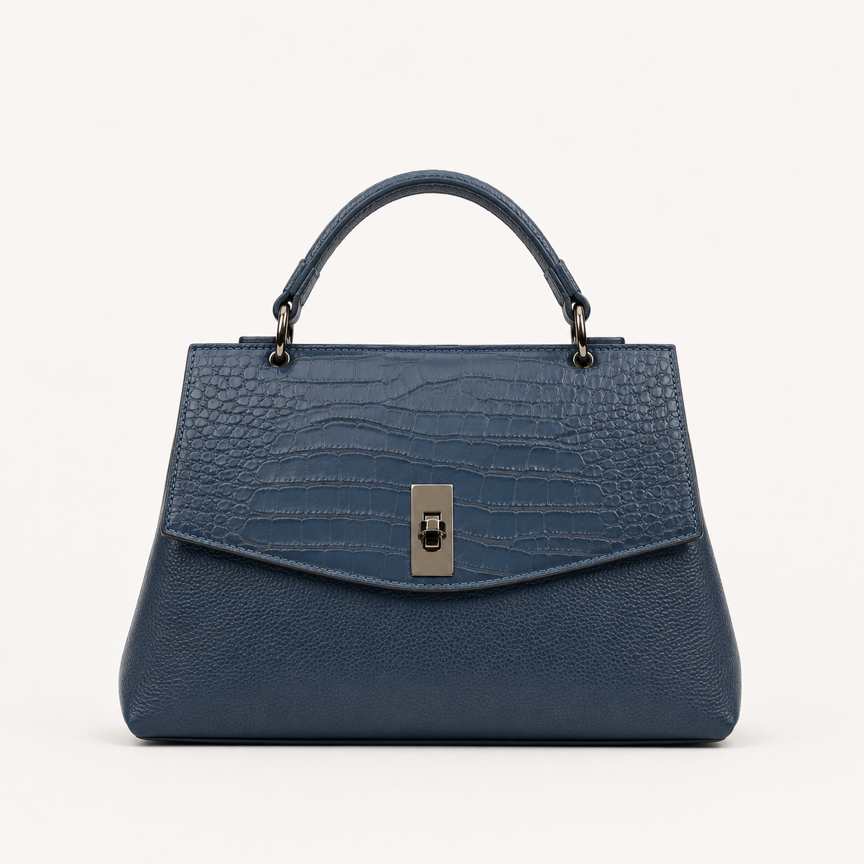 Geantă Damă Piele Bleumarin Aspect Crocodil cu Bandulieră | FENIX BD-98