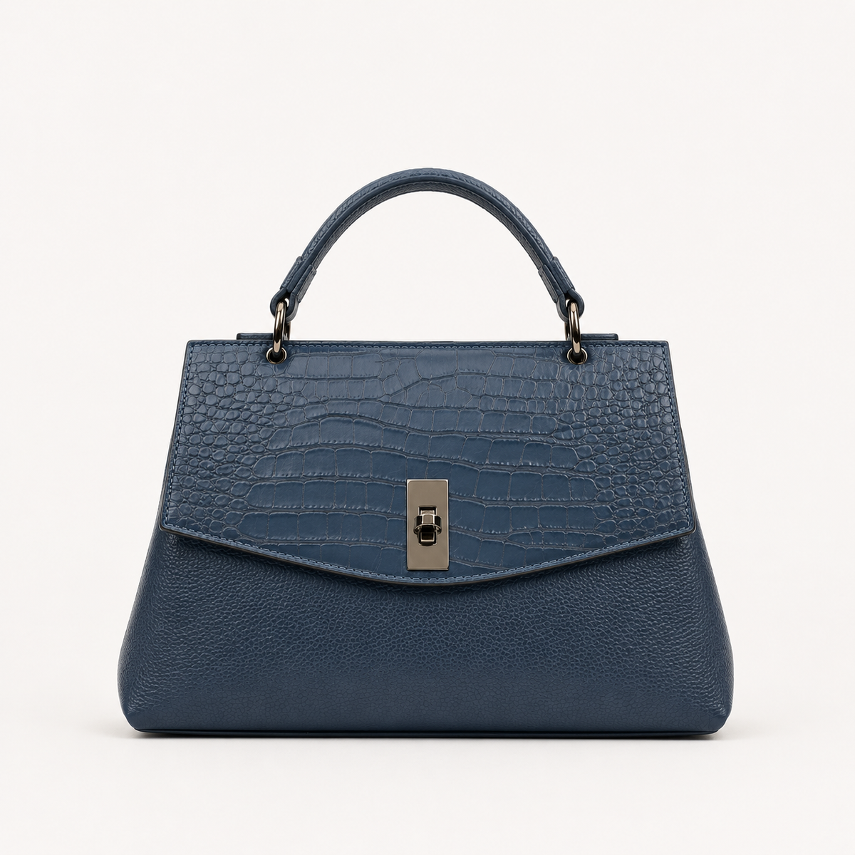 Geantă Damă Piele Bleumarin Aspect Crocodil cu Bandulieră | FENIX BD-98