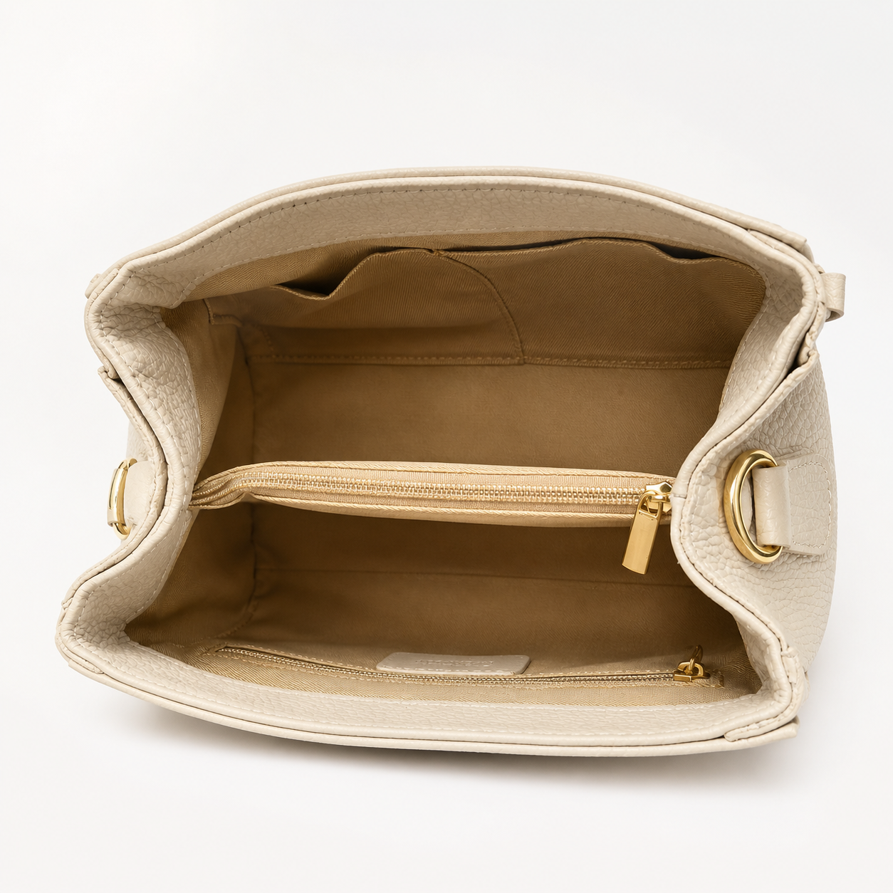 Geantă Damă Piele Bej Crem Garnituri Aurii | PELL 23065 Made in Italy