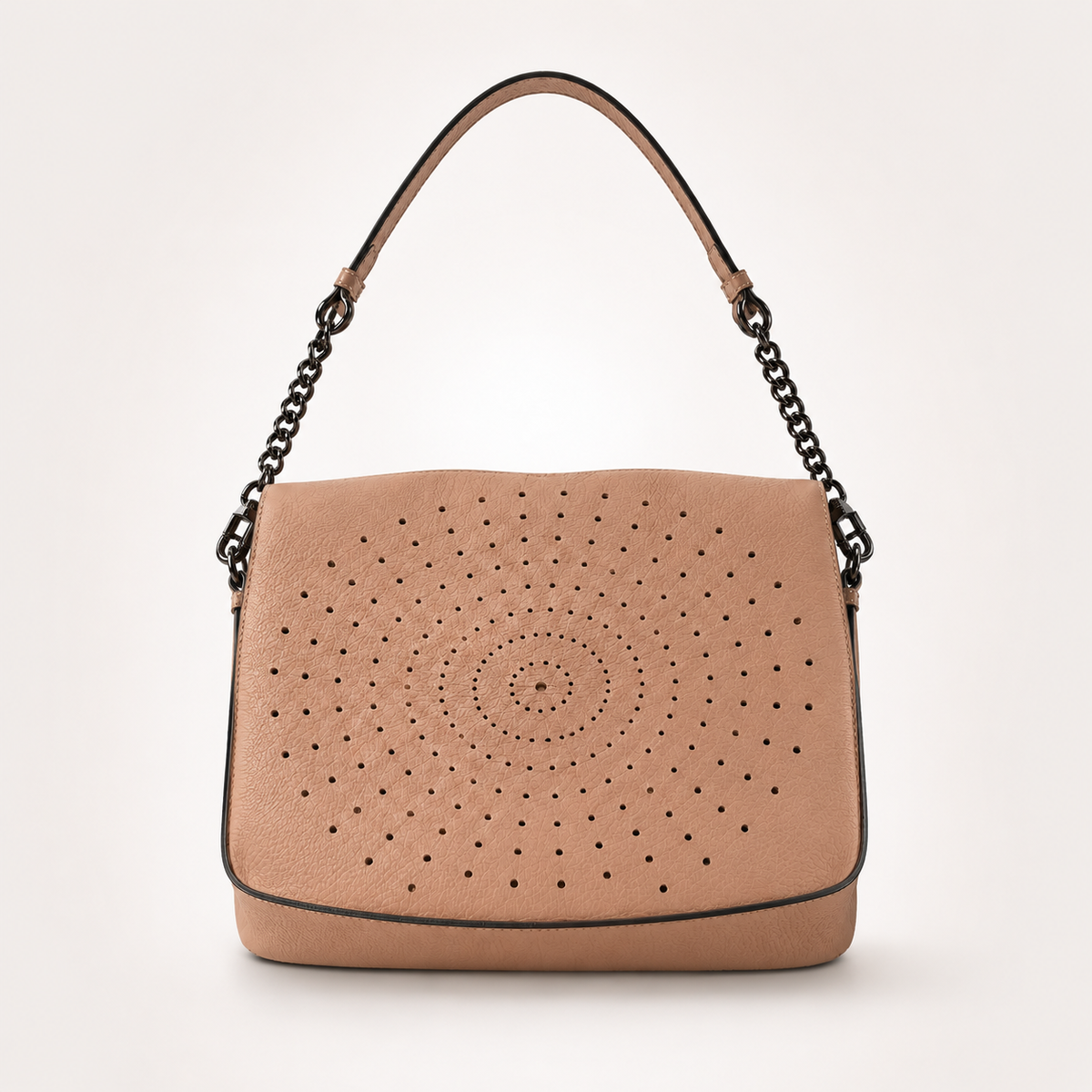 Geantă Damă Piele Roz Somon cu Design Floral Perforat | Made in Italy - imagine 2