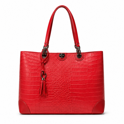 Geantă Damă Piele Roșie Aspect Crocodil — PELL Charlize | 359 LEI