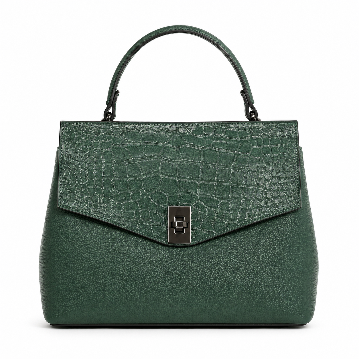Geantă Damă Piele Verde Forest Crocodil cu Bandulieră | FENIX BD-98