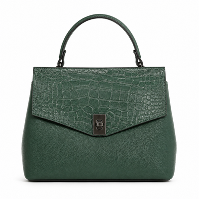 Geantă Damă Piele Verde Forest Crocodil cu Bandulieră | FENIX BD-98
