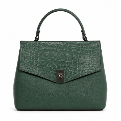 Geantă Damă Piele Verde Forest Crocodil cu Bandulieră | FENIX BD-98