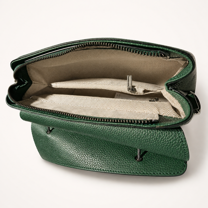 Geantă Damă Piele Verde Forest Crocodil cu Bandulieră | FENIX BD-98