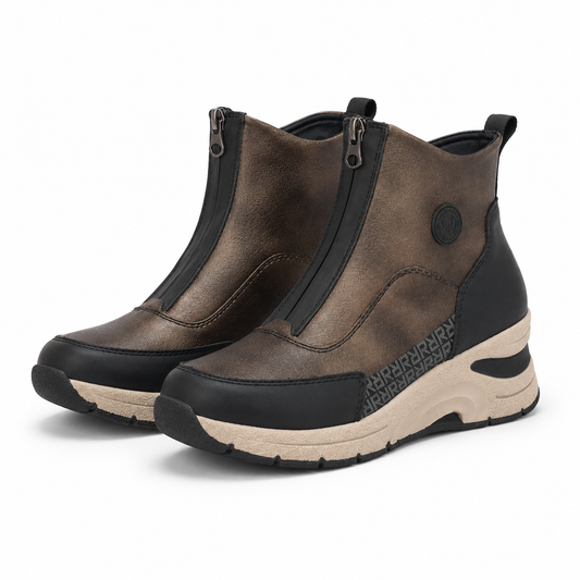 GHETE CASUAL DAMA RIEKER N9381-60 MARO BRONZE CU NEGRU