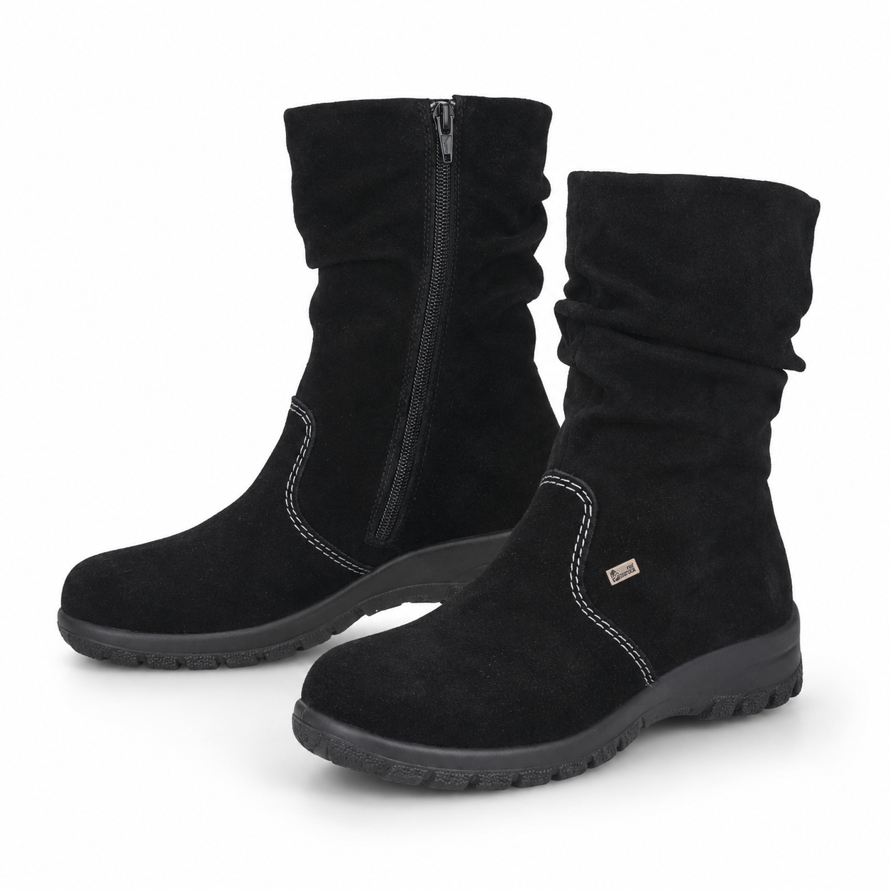 Ghete Casual Damă RIEKER Z7171-01 Negru – Piele Întoarsă