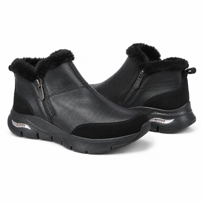 Ghete Casual Damă Skechers SK604 Negru – Piele Naturală