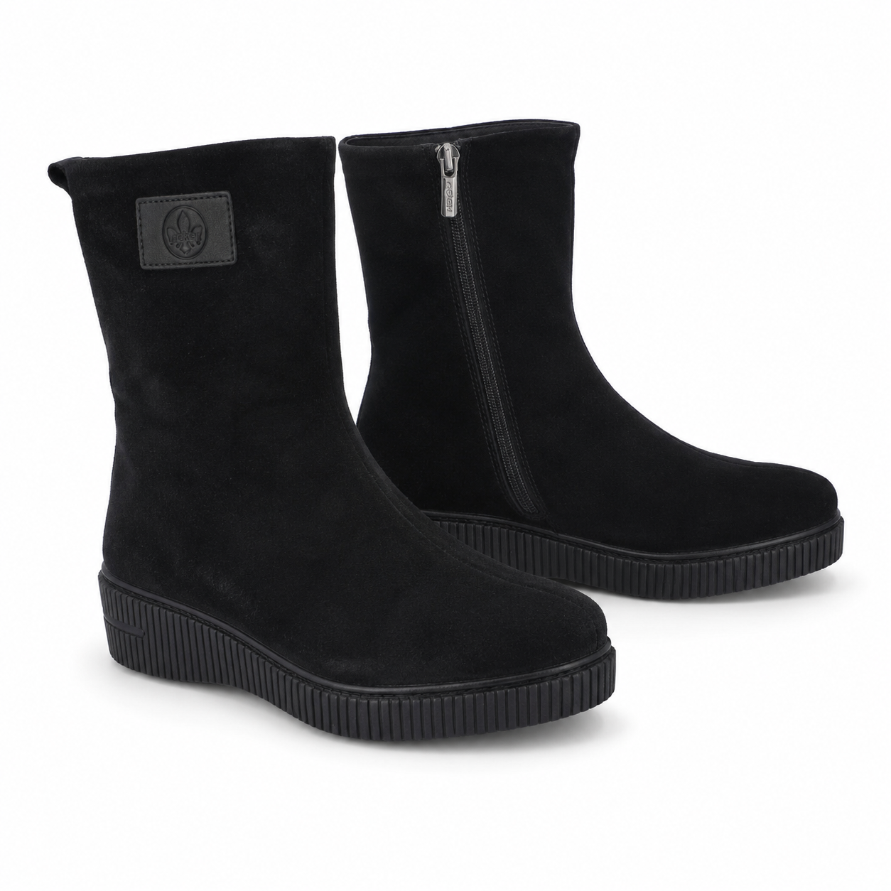 Ghete Casual Damă RIEKER 93370-00 Negru – Piele Întoarsă