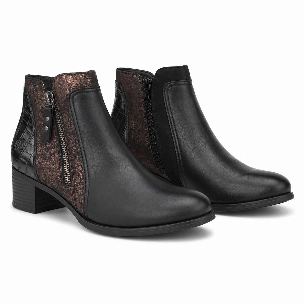 GHETE ELEGANTE DAMA REMONTE R5172-04 NEGRE CU MARO METALIC
