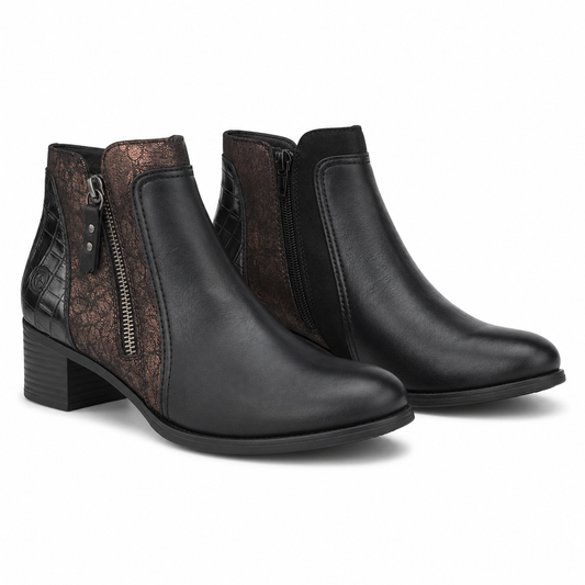 GHETE ELEGANTE DAMA REMONTE R5172-04 NEGRE CU MARO METALIC