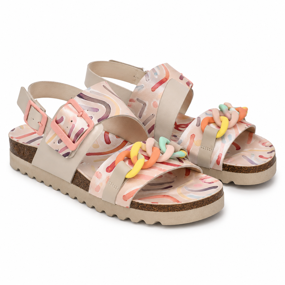 Saboti Casual Dama Piele Ecologica Bej Anekke 42391 - cu Lantisor Decorativ