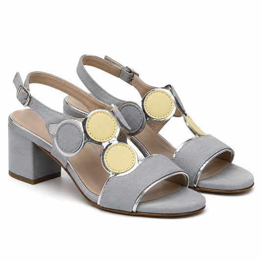 Sandale Elegante Dama Piele Intoarsa Bleu Marco Tozzi 28347-42 - cu Galben